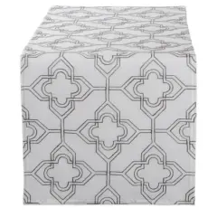 Off White Base Embroidered Lattice Table Runner