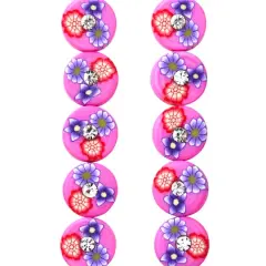 Pink Flower Rhinestone Clay Lentil Beads, 10mm by Bead Landing&trade;