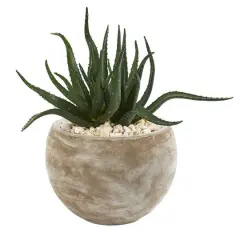 17" Aloe Succulent Artificial Plant in Sand Colored Planter