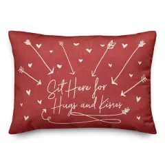 Sit Here for Hugs & Kisses Valentine's Day Throw Pillow