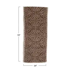 Hello Honey&reg; 72" Stonewashed Cotton Canvas Table Runner with Pattern and Frayed Edges