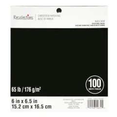 6" x 6.5" Black 65lb. Cardstock Paper Pad by Recollections&trade;, 100 Sheets