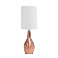 Simple Designs 19.5" Tear Drop Table Lamp with Fabric Drum Shade Rose Gold