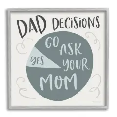 Stupell Industries Humorous Dad Decisions Pie Chart Phrase Framed Giclee Art Gray