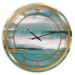 Designart Teal Watercolor II Glam Wall Clock