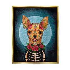 Stupell Industries Day of Dead Chihuahua Framed Floater Canvas Wall Art