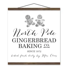 North Pole Gingerbread Co. 16x16 Teak Hanging Canvas