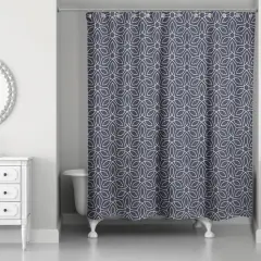Contoured Leaves Shower Curtain Navy