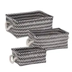 Honey Can Do Zig Zag Basket Set, 3ct. Black