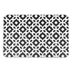 Artsy Mats Black Quatrefoil White Stone Non-Slip Bath Mat