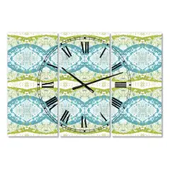 Designart Embossed Teal Pattern IV Multipanel Wall Clock