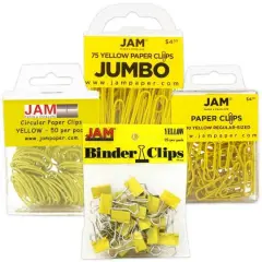 JAM Paper Office Clips Assortment Pack Yellow