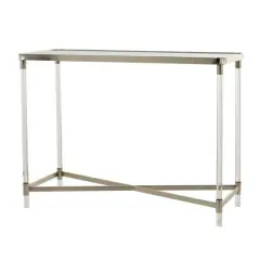 Silver Metal Contemporary Console Table, 44" x 19" x 33"