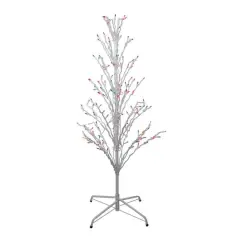 4ft. Pre-Lit White Cascade Twig Outdoor Artificial Christmas Tree, Multicolor Lights