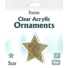 Essentials by Leisure Arts 3" Star Clear Acrylic Ornaments, 10ct.