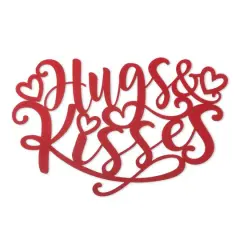 Glitzhome&reg; 17.75" Valentine's Metal "Hugs & Kisses" Wall D&eacute;cor