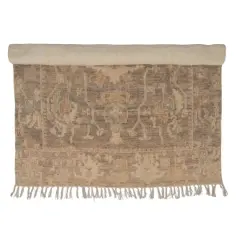 Hello Honey&reg; 5ft. x 7ft. Brown Cotton Chenille Distressed Print Rug with Fringe