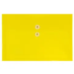JAM Paper 9.75" x 14.5" Button & String Tie Closure Plastic Envelopes, 12ct. Yellow