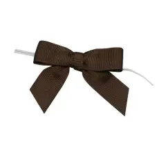 JAM Paper 2.5" Grosgrain Twist Tie Bows, 100ct. Brown