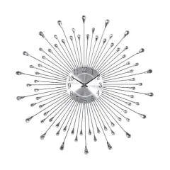 Silver Metal Modern Wall Clock, 23" x 23" x 2"