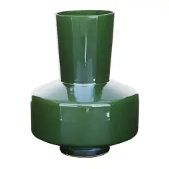 12" Jade Green Magician's Hat Modern Glass Vase