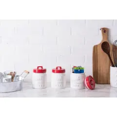DII&reg; 5.6" Red Ceramic Jar Canister Set, 3ct.