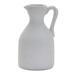 10.5" Modern White Clay Pitcher Vase