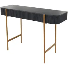 42" Black Console Table with Gold Metal Legs
