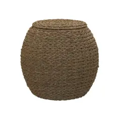 Household Essentials 19" Woven Natural Seagrass Storage End Table