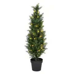 3ft. Pre-Lit Potted Green Cedar Tree