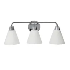 Hello Honey&reg; Robert Stevenson Lighting Brody Chrome Metal & Frosted Glass 3-Light Vanity Light