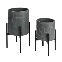 Hello Honey&reg; Gray Metal Planter Set on Stands
