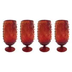 Hello Honey&reg; 12oz. Red Stemmed Hobnail Drinking Glasses, 4ct.