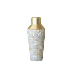 Hello Honey&reg; 24oz. Gold Finish Stainless Steel & Natural Mother of Pearl Inlaid Cocktail Shaker