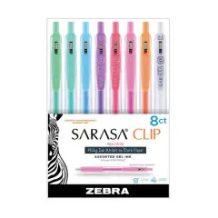 Zebra Sarasa&reg; Clip 8 Milk Color Gel Retractable Pen Set