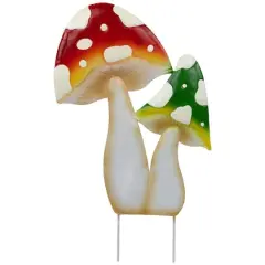 16" Red & Green Double Mushrooms Outdoor Garden Stake