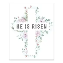 Watercolor Floral Cross 1 11" x 14" Canvas Wall Art