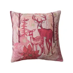 Hello Honey&reg; 20" Berry Red Flora & Fauna Accent Pillow