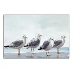 Seagulls In A Line 24" x 16" Canvas Wall Art