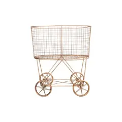 Hello Honey&reg; 27" Vintage Reproduction Metal Laundry Basket on Wheels Copper