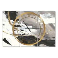 Designart Glam Painted Arcs II Modern 3 Panel Wall Clock