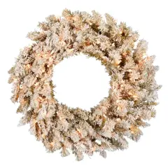 30" Clear Dura-Lit&reg; Frosted Gold Wreath