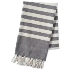 DII&reg; Striped Fouta Towel with Fringe Black