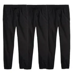 Galaxy by Harvic Boy's Slim Fitting Cotton Stretch Classic Twill Joggers 3 Pack Black