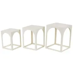 Metal Nested Accent Table with Large Arched Cutouts Set White