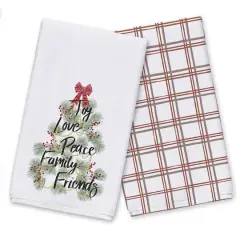White Christmas Word Tree Tea Towel Set