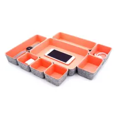 Welaxy Felt 8 Piece Drawer Organizer Tray Set Coral