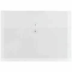 JAM Paper Booklet Plastic Envelopes with Button and String Closure, 108ct. Clear