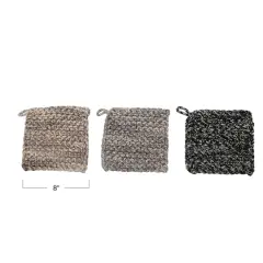 Hello Honey&reg; Heather Grays Square Cotton Crocheted Potholder Set