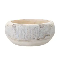 Hello Honey&reg; 10.5" Whitewashed Hand-Carved Paulownia Wood Pot